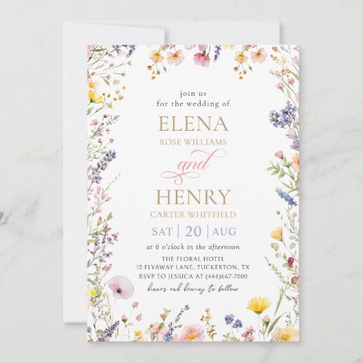 Garden Wildflower bruiloft uitnodiging (Voorkant)