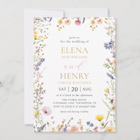 Garden Wildflower bruiloft uitnodiging (Voorkant)