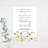 Garden Wildflower Colorful Boho Botanical Wedding Kaart