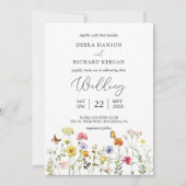 Garden Wildflower Colorful Boho Botanical Wedding Kaart (Voorkant)
