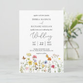 Garden Wildflower Colorful Boho Botanical Wedding Kaart (Staand voorkant)