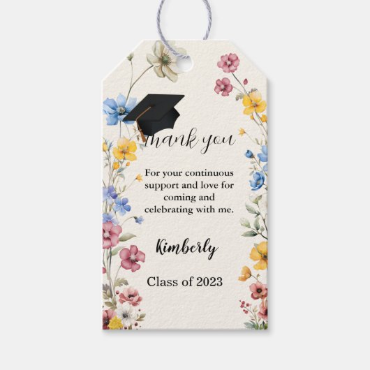 Garden Wildflower dank u Afstudeerfeest Gift Cadeaulabel (Voorkant)