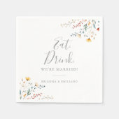Garden Wildflower Eat Drink We're Married Wedding  Servet (Voorkant)