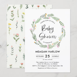 Garden Wildflower Girl Baby shower Uitnodiging