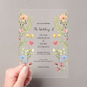 Garden Wildflower Spring Floral Wedding Acryl Uitnodigingen (Insitu (Draagbaar))