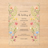 Garden Wildflower Spring Floral Wedding Acryl Uitnodigingen (Voorkant)