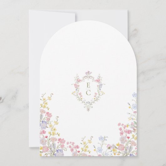 Garden Wildflowers Crest Spring Summer Wedding Kaart (Achterkant)