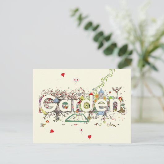 Garden Word Art Cute Funny Gardening Typografie Briefkaart (Staand voorkant)