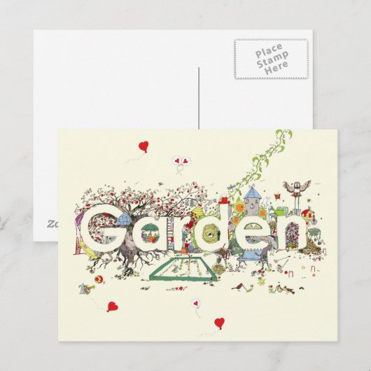 Garden Word Art Cute Funny Gardening Typografie Briefkaart (Voorkant / Achterkant)