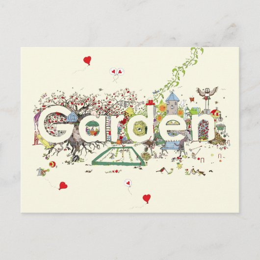 Garden Word Art Cute Funny Gardening Typografie Briefkaart (Voorkant)