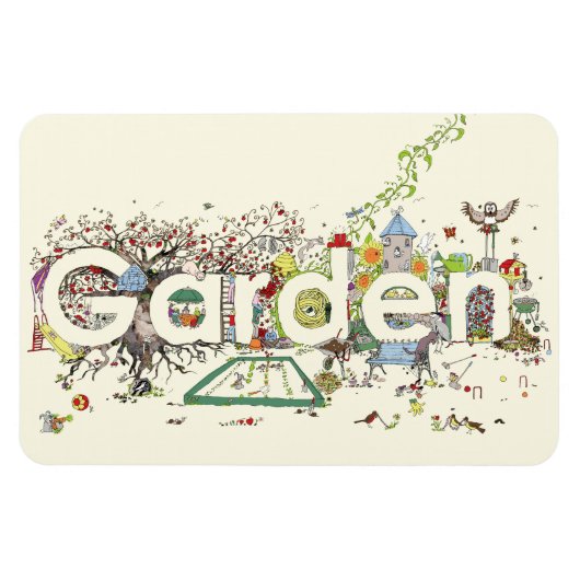 Garden Word Art Cute Funny Gardening Typografie Magneet (Horizontaal)