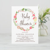  Garden Wreath Baby shower Invitation Kaart (Staand voorkant)