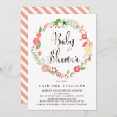  Garden Wreath Baby shower Invitation Kaart (Voorkant / Achterkant)