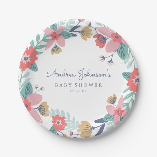 Garden Wreath Baby shower Papieren Bordje (Voorkant)