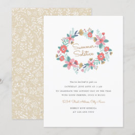 Garden Wreath Summer Solstice Invite Kaart
