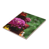 Garden Zinnia Flowers Wedding Tegeltje (Zijkant)