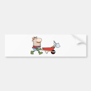 Gardener bestuurt een beenmerg met gereedschap bumpersticker