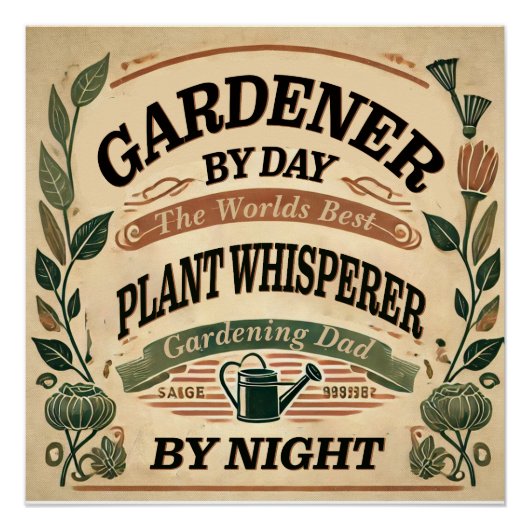 Gardener by Day Aanpasbaar Glanzend Poster (Voorkant)