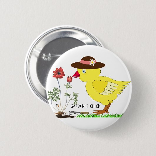 Gardener Chick Ronde Button 5,7 Cm (Voorkant /achterkant)