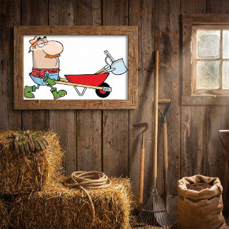 Gardener en Wielbarrow Poster