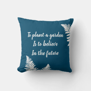 Gardener Fern Leaf Blue Botanical Toss Pillow Kussen