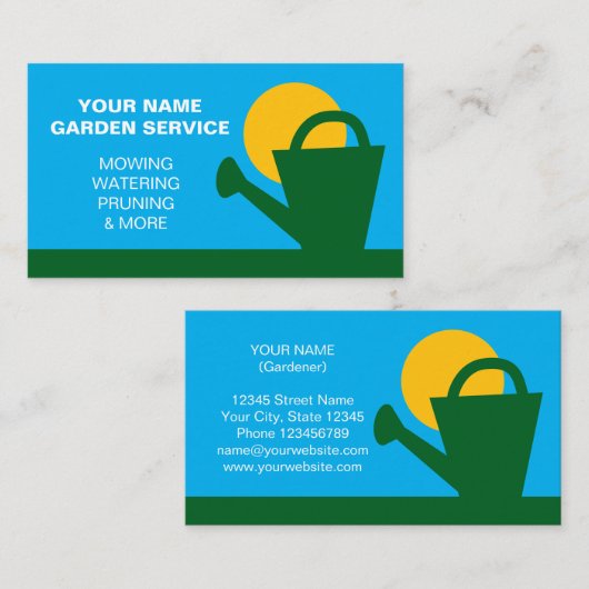Gardener gazon zorg visitekaartje sjabloon (Voorkant / Achterkant)