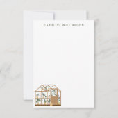 Gardener Greenhouse Illustration Personalized Name Notitiekaartje (Voorkant)