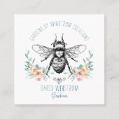 Gardener Hand Drawn Honey Bee and Floral Vierkante Visitekaartje (Voorkant)