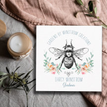 Gardener Hand Drawn Honey Bee and Floral