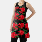 Gardener Hibiscus Monstera Pattern Black Apron Schort (Insitu)