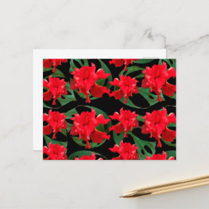Gardener Hibiscus Monstera Pattern Black Briefkaart