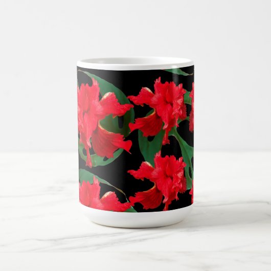 Gardener Hibiscus Monstera Pattern Black Koffiemok (Center)