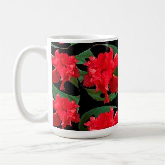 Gardener Hibiscus Monstera Pattern Black Koffiemok (Links)