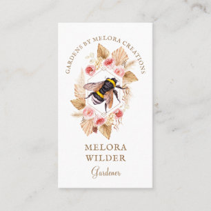 Gardener Honey Bee and Blush Pink and Floral Visitekaartje