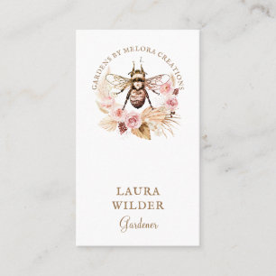 Gardener Honey Bee Blush Pink Cream Floral Visitekaartje