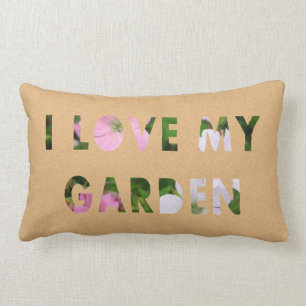 Gardener I Love My Garden Floral Text Kussen