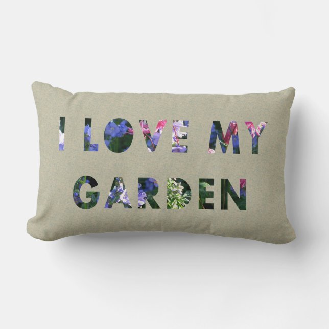Gardener I Love My Garden Floral Text Kussen (Voorkant)