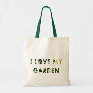 Gardener I Love My Garden Floral Text Tote Bag