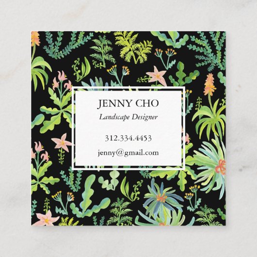 Gardener Landscaping Gardening Planten Modern Cool Vierkante Visitekaartje (Achterkant)
