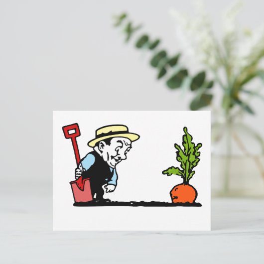 Gardener met wortel briefkaart (Staand voorkant)