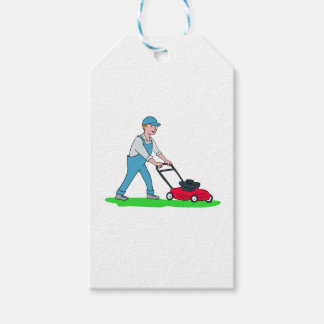Gardener Mowing Lawn Cartoon Cadeaulabel