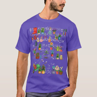 Gardener Playing With Music Note Clef Plants Garde T-shirt