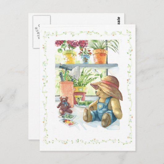 Gardener Teddy Bear Briefkaart (Voorkant / Achterkant)