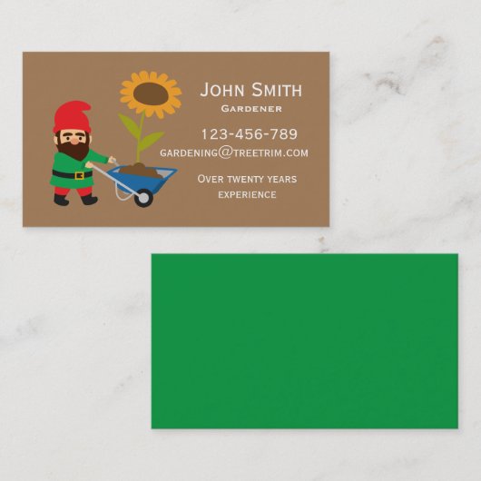 Gardenerdienst moderne tuinbouwgom visitekaartje (Voorkant / Achterkant)