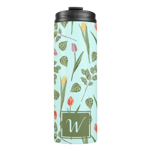 Gardener's Delight  Tulips & Monogram Thermosbeker (Voorkant)