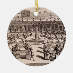 Gardeners die in een oranje tuin werken uit Le Pa Keramisch Ornament