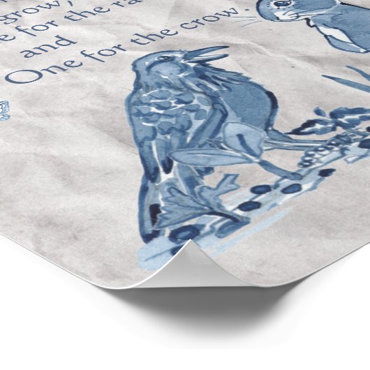 Gardeners' Poem Blue & White Seeds, Rabbit, Crow Poster (Hoek)