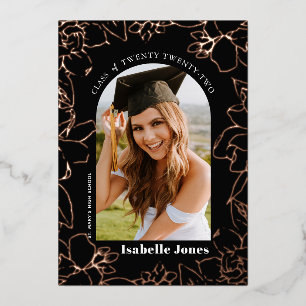 Gardenia Black Floral Arch Photo Afstuderen Folie Uitnodiging