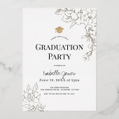 Gardenia Black Floral Arch Photo Afstuderen Folie Uitnodiging (Achterkant)