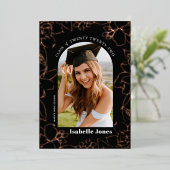 Gardenia Black Floral Arch Photo Afstuderen Folie Uitnodiging (Staand Voorkant)